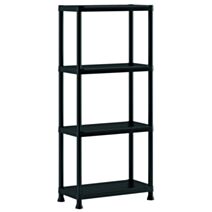 Etagère rangement résine 4 tablettes 135x60x30cm noir - INVENTIV