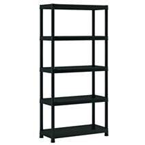 Etagère résine 5 tablettes 182 x 90 x 40 cm noir - INVENTIV