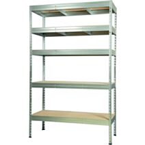 Etagère rangement bois/métal galva 5 tablettes 179x120x50cm - INVENTIV