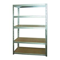 Etagère rangement bois/métal galva 5 tablettes 179X150X50cm - INVENTIV