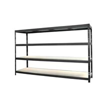 Etagère 4 tablettes métal/bois 185 x 237 x 60 cm noir/naturel - INVENTIV