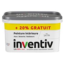 Peinture multisupport Blanc satin 2,5L+0,5L gratuit - INVENTIV