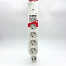 Multiprise 5 Prises 2P+T 16A Interrupteur 2 USB 1,50m Blanc - INVENTIV