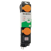 Bloc IP44 4 prises 16A avec interrupteur câble 1,5m noir - INVENTIV
