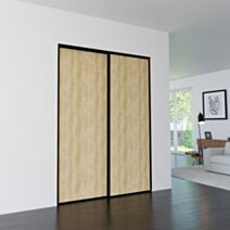 Porte de placard coulissante Chêne Profil Noir H.248,5xL.62,2cm - INVENTIV