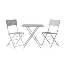 Table de balcon et 2 chaises de jardin acier Zest blanc mat - INVENTIV