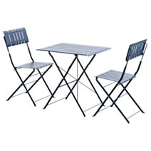 Table de balcon et 2 chaises de jardin acier Zest bleu Caraïbes - INVENTIV