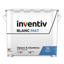 Peinture murs/plafonds bicouche Blanc mat 5L  - INVENTIV