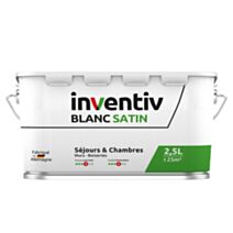 Peinture murs/plafonds bicouche Blanc satin 2,5L  - INVENTIV