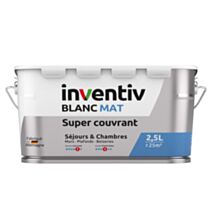 Peinture murs/plafonds super couvrant Blanc mat 2,5L  - INVENTIV