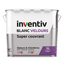 Peinture murs/plafonds super couvrant Blanc velours 5L  - INVENTIV