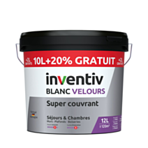 Peinture mur & plafond Super Couvrant Blanc Velours 10L+20% - INVENTIV