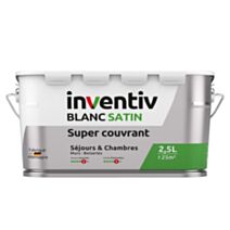 Peinture murs/plafonds super couvrant Blanc satin 2,5L  - INVENTIV