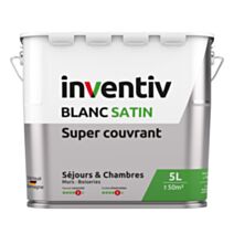 Peinture murs/plafonds super couvrant Blanc satin 5L  - INVENTIV