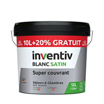 Peinture mur & plafond Super Couvrant Blanc Satin 10L+20% - INVENTIV