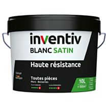 Peinture murs/plafonds haute résistance Blanc satin 10L - INVENTIV