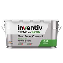 Peinture murs & plafonds crème Blanc satin 2,5L  - INVENTIV