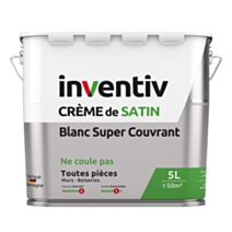 Peinture murs/plafonds crème Blanc satin 5L  - INVENTIV