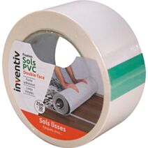 Adhésif fixation double face sols lisses 50mmx25m blanc - INVENTIV