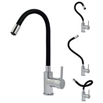 Mitigeur évier MOOVY laiton bec flexible silicone noir 22x6cm métal - INVENTIV
