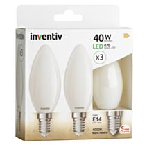 Pack de 3 Ampoules Led Filament 470 Lumens Ambré Blanc Froid - INVENTIV