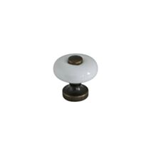 Bouton meuble Classique Vieux Fer Céramique Blanc ø31mm - B BEAUTY