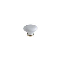 Bouton meuble Style Laiton Céramique Blanc L35mm h24mm - B BEAUTY