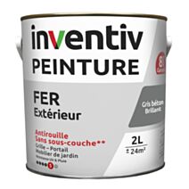 Peinture extérieure fer Garantie 8 ans gris béton brillant 2 L - INVENTIV
