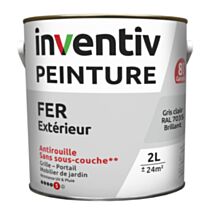 Peinture extérieure fer Garantie 8 ans gris clair brillant 2 L - INVENTIV
