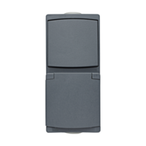 Prises 2P+T 16A + interrupteur vaetvient en saillie Subline gris IP54 - INVENTIV