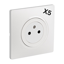 5 prises 2P+T Eclipse blanc + plaque - INVENTIV
