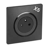 5 prises 2P+T Eclipse noir + plaque - INVENTIV