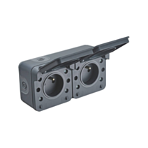 Double prise 2P+T étanche Terra IP55 Anthracite - INVENTIV