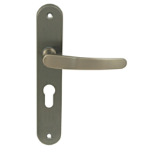 2 poignées de porte Abel entraxe 195 cylindre alu/acier nickel mat - INVENTIV