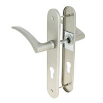 2 poignées de porte Nodja entraxe 195 cylindre aluminium fini inox - INVENTIV