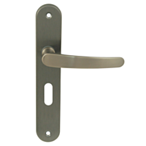 2 poignées de porte Abel entraxe 195 clé alu/acier nickel mat - INVENTIV