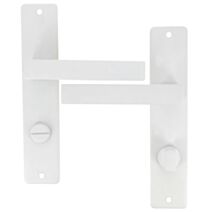 2 poignées de porte Béa entraxe 195 condamnation aluminium blanc mat - INVENTIV