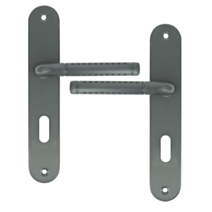 2 poignées de porte Cléa entraxe 195 clé alu/acier gris foncé - INVENTIV