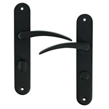 2 poignées de porte Romy entraxe 195 condamnation alu/acier noir mat - INVENTIV