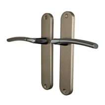 Poignée de porte Amel entraxe 195 bec de cane nickel/nickel mat alu  - INVENTIV