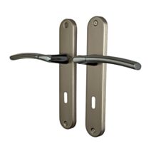 Poignée de porte Amel entraxe 195 clé nickel/nickel mat alu  - INVENTIV