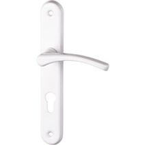 Poignée de porte extérieure Poly entraxe 195 cylindre blanc alu  - INVENTIV