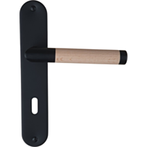 Poignée de porte Ruby entraxe 195 clé noir bois - INVENTIV