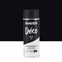 Peinture aérosol Multisupports ultra-couvrant noir mat 400ml - INVENTIV