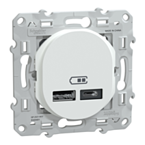 Prise chargeur double usb A+C 12W à assembler Ovalis blanc - SCHNEIDER ELECTRIC