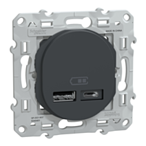 Prise chargeur usb A+C 12W à assembler Ovalis anthracite - SCHNEIDER ELECTRIC