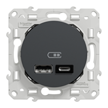 Prise chargeur double usb A+C à assembler Odace anthracite - SCHNEIDER ELECTRIC