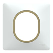 Plaque simple Ovalis blanc bague effet laiton - SCHNEIDER ELECTRIC