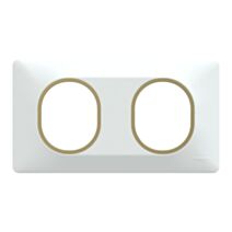 Plaque double Ovalis blanc bague effet laiton - SCHNEIDER ELECTRIC