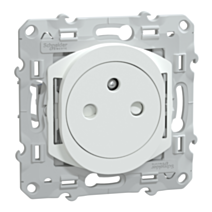 Prise avec terre affleurante avec griffes Ovalis blanc - SCHNEIDER ELECTRIC